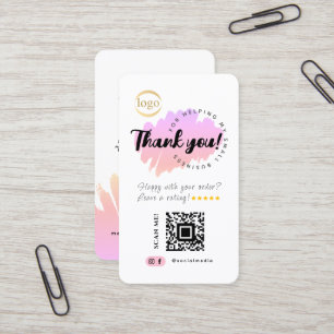 Social Media QR Code & Logo Thank You Modern Business Card