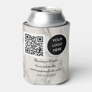 Social media QR Code Marble Modern Business Logo Can Cooler
