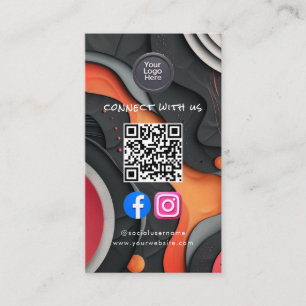 Social Media QR Code Modern Pro Minimalist Sleek B Business Card