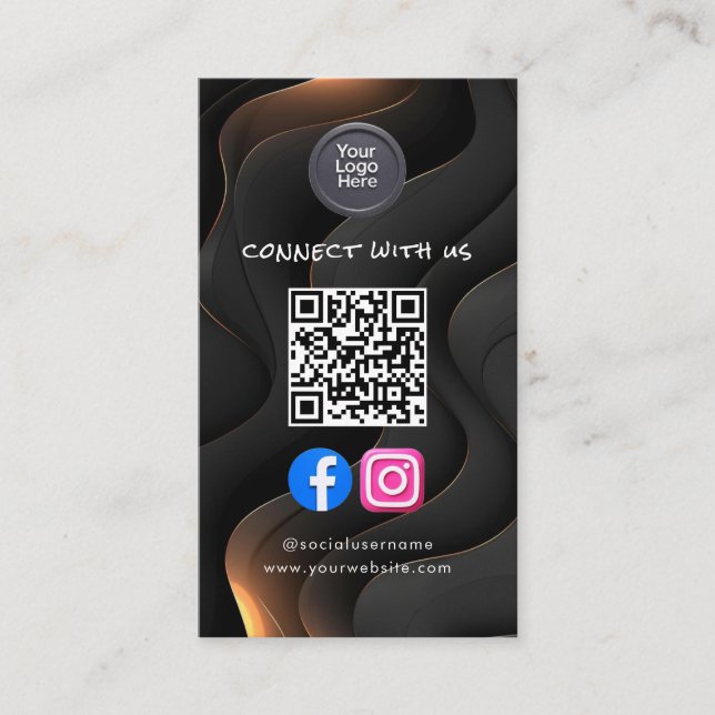Social Media QR Code Modern Pro Minimalist Sleek B Business Card (Front)