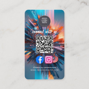 Social Media QR Code Modern Pro Minimalist Sleek B Business Card