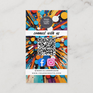 Social Media QR Code Modern Pro Minimalist Sleek B Business Card