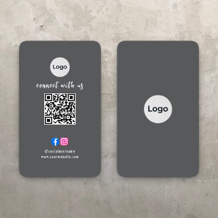 Social Media QR Code Modern Pro Minimalist Sleek B Business Card