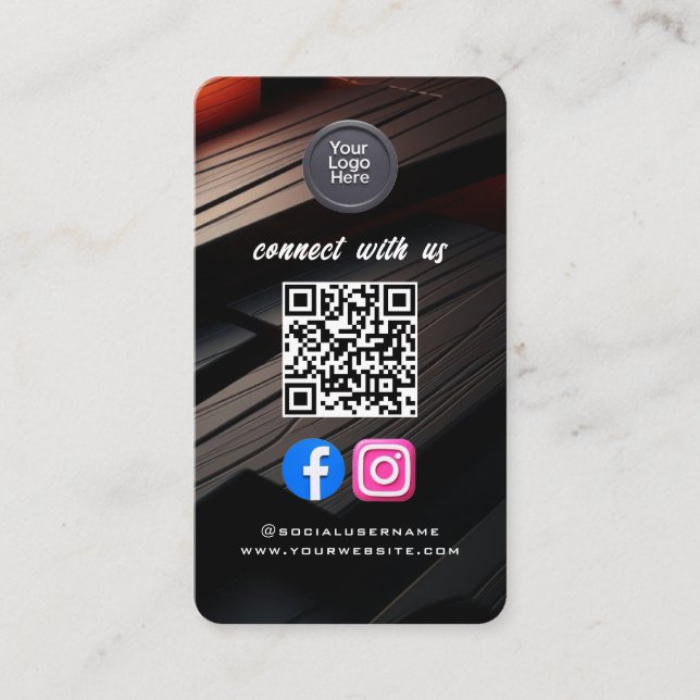 Social Media QR Code Modern Pro Minimalist Sleek B Business Card (Front)