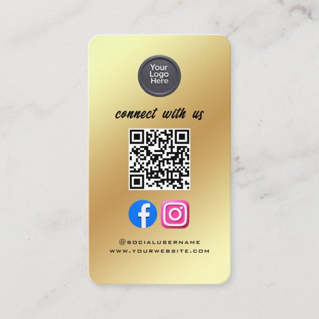 Social Media QR Code Modern Pro Minimalist Sleek Business Card (Front)
