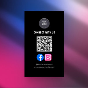 Social Media QR Code Modern Pro Minimalist Sleek Business Card