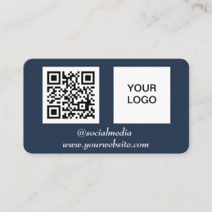 Social media QR Code Navy Blue Professional Modern Business Card