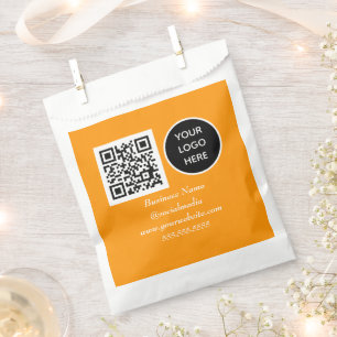 Social media QR Code Orange Modern Business Logo Favour Bags