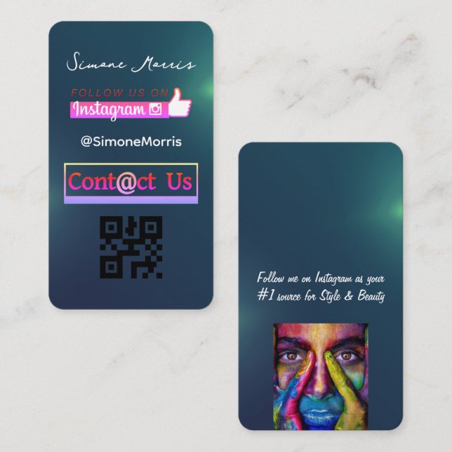 Social Media QR Code -Photographs Business Card (Front/Back)