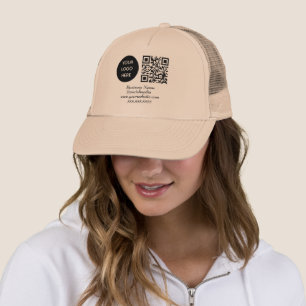 Social media QR Code Pink Modern Business Logo Trucker Hat