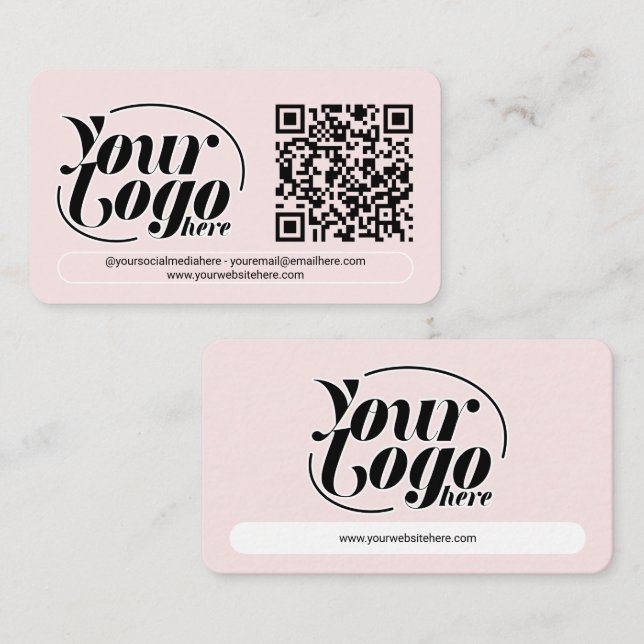 Social Media QR Code Pink Professional Marketing Business Card (Front/Back)