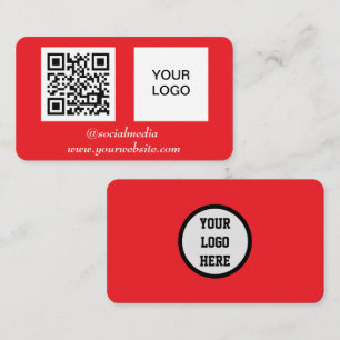Social media QR Code Red Professional Modern  Business Card