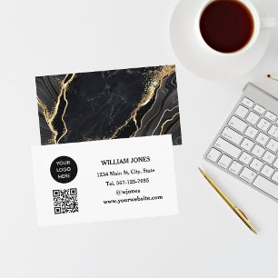 Social media QR Code Scannable Black Luxury Business Card