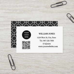 Social media QR Code Scannable Black Modern Business Card