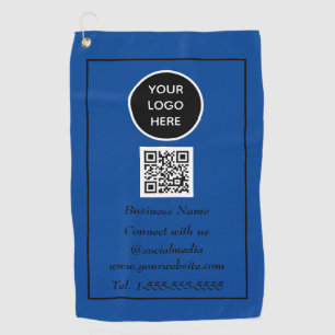 Social media QR Code Scannable Blue Professional Golf Towel