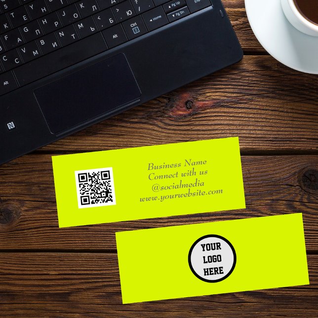 Social media QR Code Scannable Fluorescent Yellow Mini Business Card (Creator Uploaded)