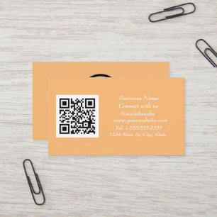 Social media QR Code Scannable Orange Trendy Business Card