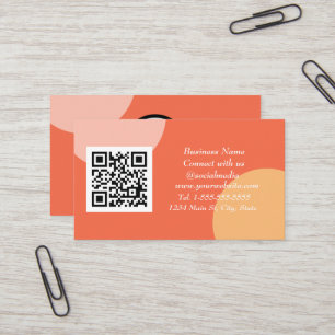 Social media QR Code Scannable Orange Trendy Business Card