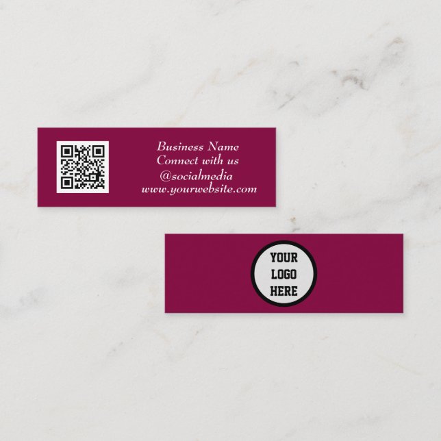Social media QR Code Scannable Pink Feminine Mini Business Card (Front/Back)