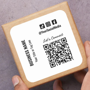 Social Media QR Code  Square Sticker