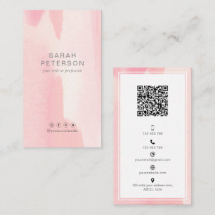Social media QR code Trendy stylish blush personal Business Card
