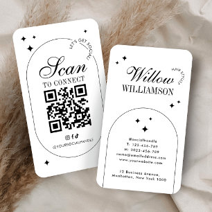 Social Media QR Code Trendy Vintage Script Logo Business Card