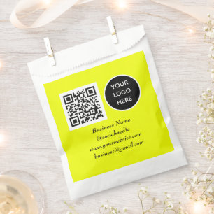 Social media QR Code Yellow Business Logo Favour Bags