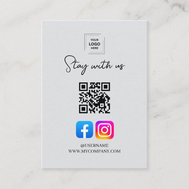 Social Media QR Follow Us Insert Card (Front)