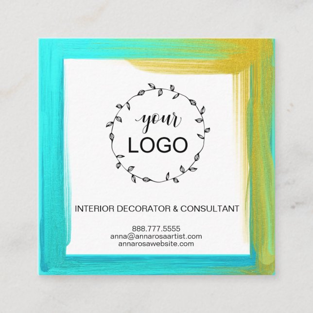 *~* Social Media QR LOGO Bold Colour Square Business Card (Front)