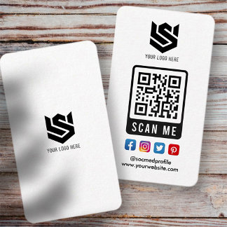 Social Media Scan Me QR Code Logo Modern Simple Business Card