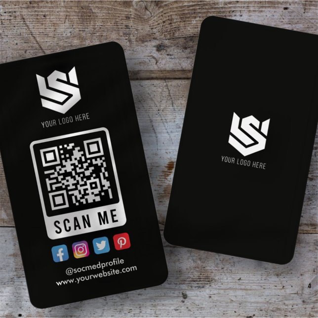 Social Media Scan Me QR Code Logo Modern Simple Business Card (Creator Uploaded)