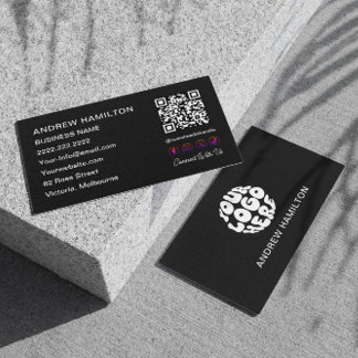 Social Media Scannable QR Code Logo Custom Black Business Card