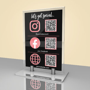 Social Media Sign QR Code Business Table Card
