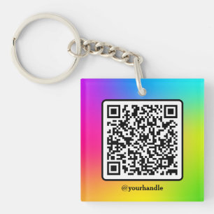 Social Media Square QR Code Acrylic Personalized K Key Ring