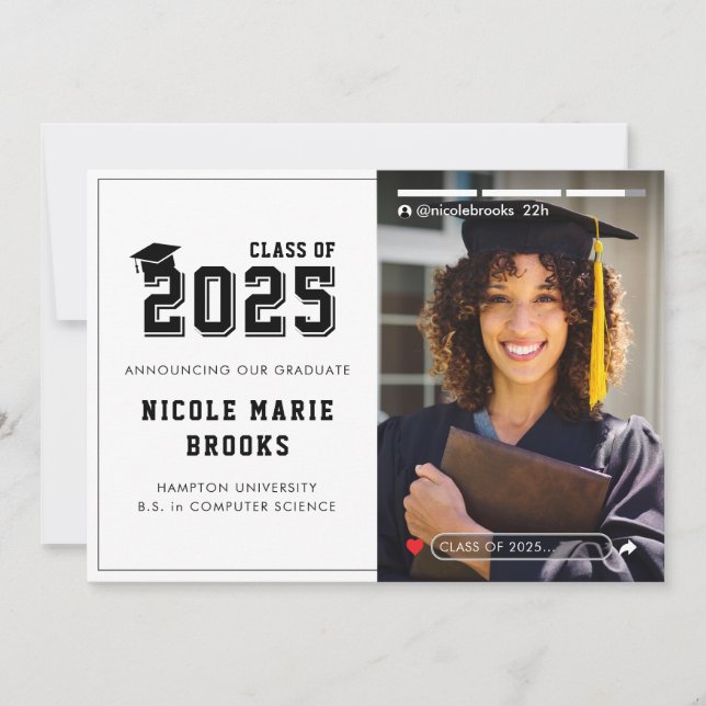 Social Media Story Photo White Graduation Announcement (Front)