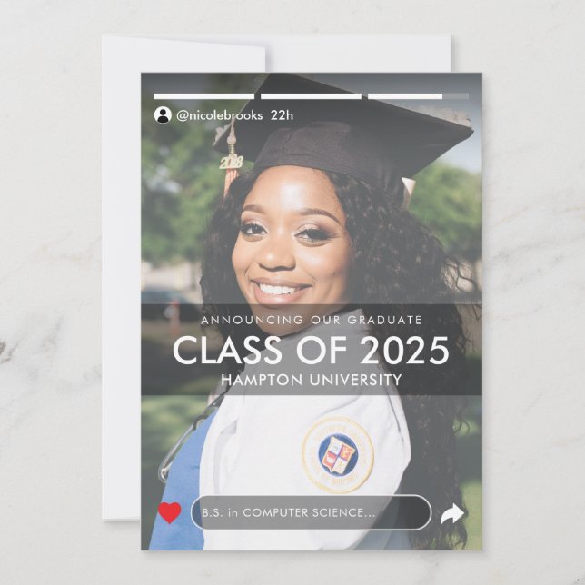 Social Media Story Post Photo Graduation Announcement (Front)