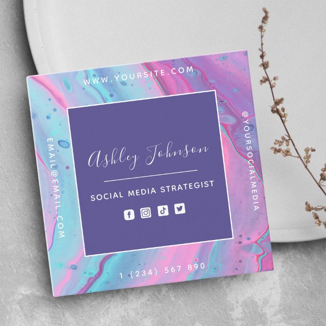 Social Media Strategist Social Media QR Code Colou Square Business Card (Creator Uploaded)