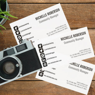 Social media symbols business card