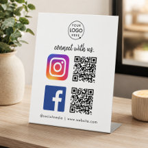 Social Media Tabletop Sign | Instagram Facebook QR
