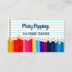 Social Media Teacher Pencils Paper Business Card