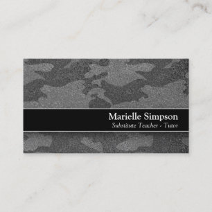 Social Media Teachers Military Camouflage Glitter Business Card