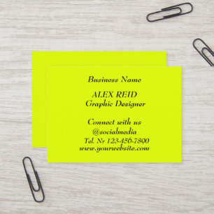 Social media Trendy Neon Modern Fluorescent Yellow Business Card