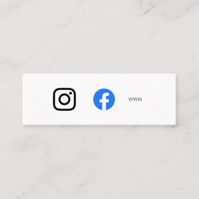 Social Media & Website Minimalist Simple White V2 Mini Business Card (Front)