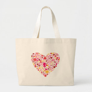 Social Network Heart Large Tote Bag