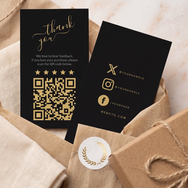 Social QR code gold scan to review Enclosure Card (Social QR code gold scan to review Enclosure Card)