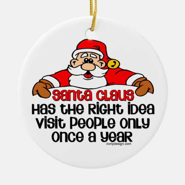 Social Santa Humour Ceramic Tree Decoration (Front)