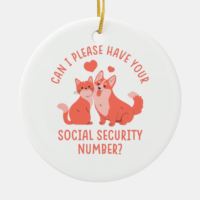  Social Security Number Ceramic Tree Decoration (Front)