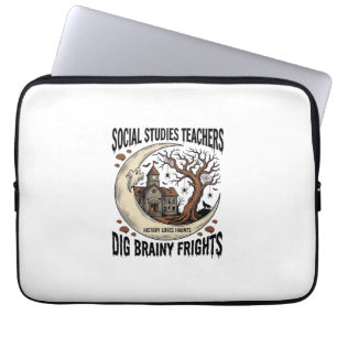 Social Studies Teacher Shirt Spooky Brainy Frights Laptop Sleeve
