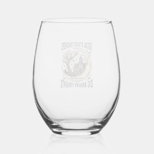 Social Studies Teacher Shirt Spooky Brainy Frights Stemless Wine Glass