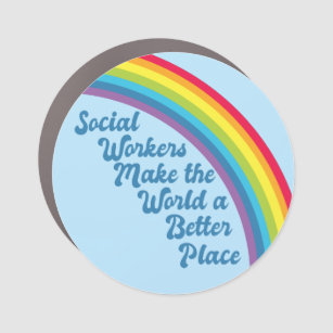 Social Work Inspirational Quote Rainbow Blue Car Magnet